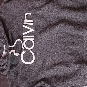 Calvin Klein grey and white turtle neck sweater